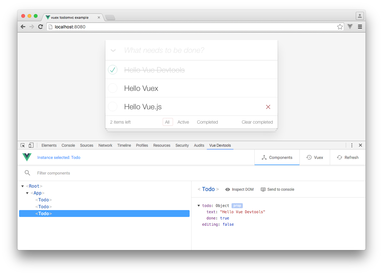 screenshot of vue.js devtools in Chrome